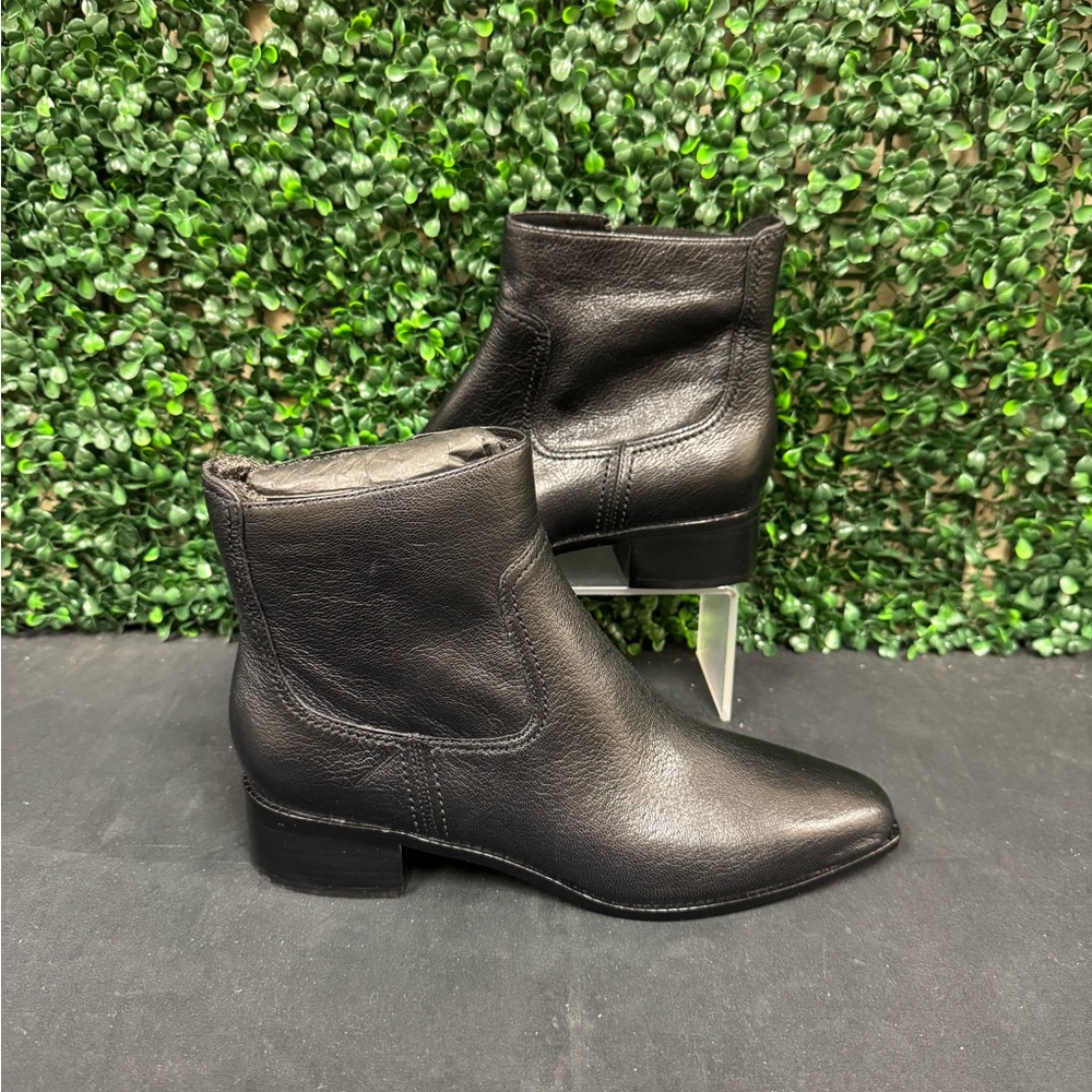 Cole Haan Women's Naia Pointed Toe Block Heel Booties - Black Leather - W8.5